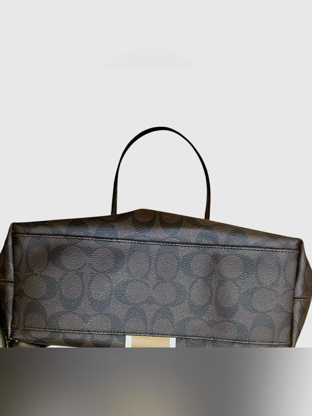 COACH Signature Mahogany Brown Stripe Zipper Tote Rare